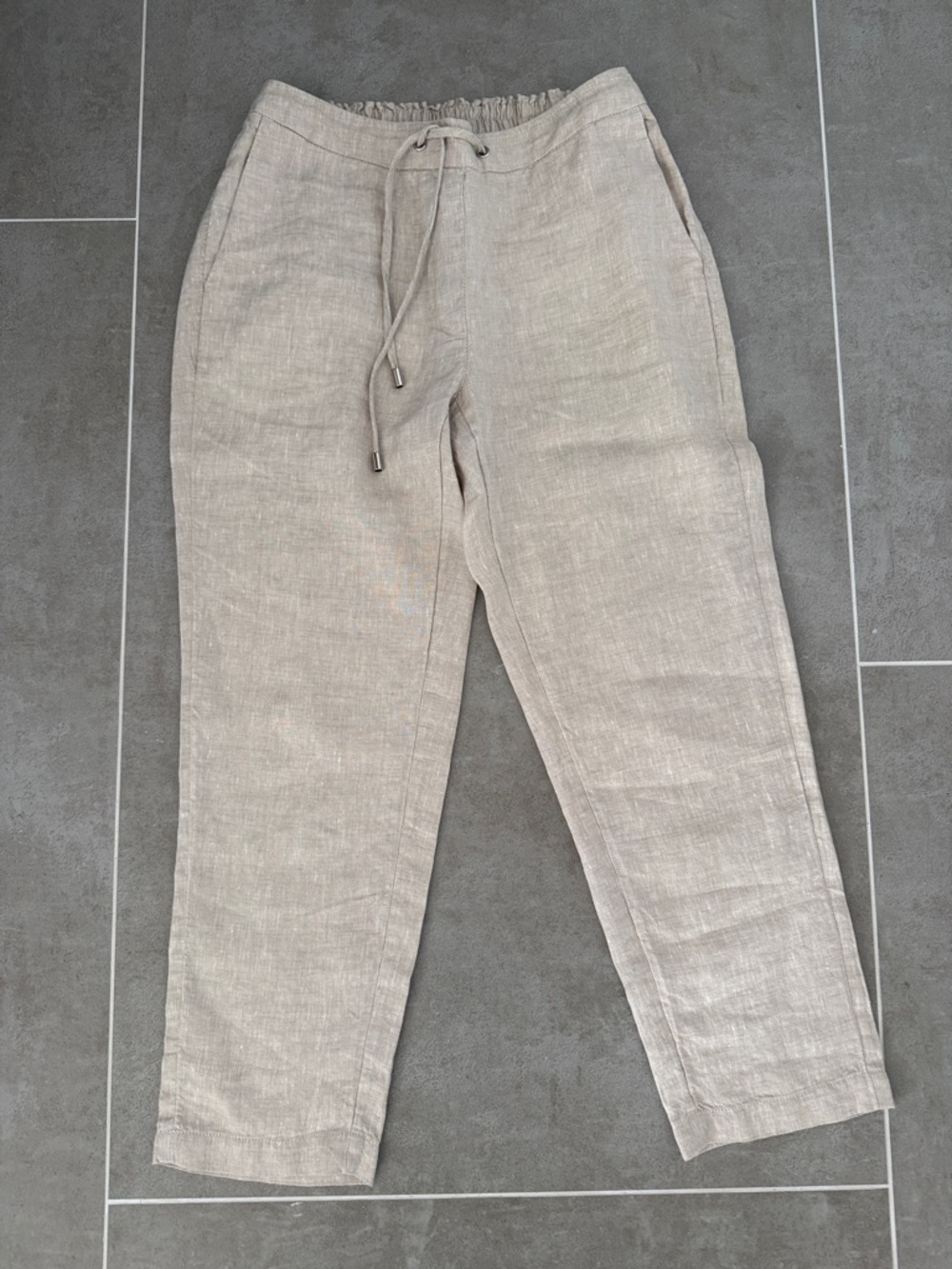 Chico's Light Beige Linen Drawstring Chinos